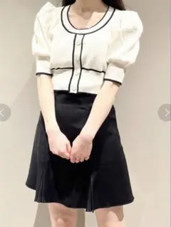 Snidel バイカラークロップドニットプルオーバー スナイデル