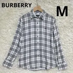 t BURBERRY バーバリー チェック 長袖シャツ 白 ホース刺繍 ワイヤー