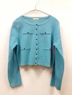 mystic ミスティック　ジャケットチビカーディガン　ブルー