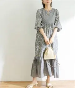 【URBAN RESEARCH】 サラサ柄パッチワークワンピース