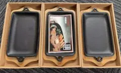 【新品未使用】南部鉄器 ステーキ皿 3枚セット 木台付き 盛栄堂 鉄板プレートのサムネイル