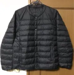 無印良品　ノーカラー ダウン　ジャケット　インナーダウン M ポケッタブル　黒