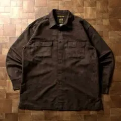 90s マカオ製　BRUNO　スエードタッチ シャツ　ダークブラウン 茶色　起毛