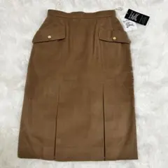 【新品未使用】Burberry カシミヤ入 センタープリーツ スカート 金ボタン