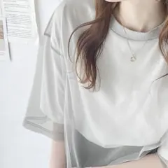 JAVA チュールレイヤードバックプリントTシャツ Mサイズ