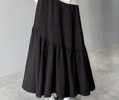 classicalelf黒 フレアスカート ティアードデザインxl