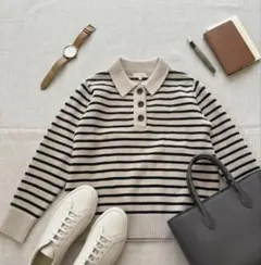 デミリー　DEMYLEE ボーダー ポロニット セーター XS 襟