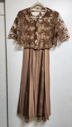 【LEJA】3WAY花柄レースプリーツブラウスキャミワンピースセットアップドレス