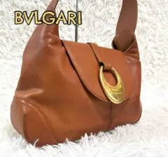 BVLGARI ブルガリ ロゴ金具 レザー ワンショルダーバッグ 茶のサムネイル