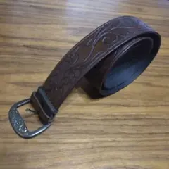 ブラウンレザーベルト エンボス加工