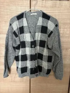 COMME CA DU MODE チェック柄ニットカーディガンのサムネイル