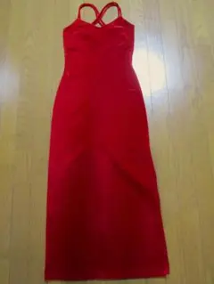 美品 BYE-BYE ベロアドレス 赤 S