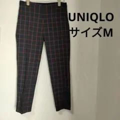 ネイビーレッドチェックカジュアルパンツ