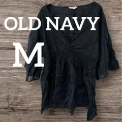 美品❣️OLD NAVY 【M】　ブラックVネック シャツ 人気