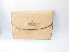 COACH ベージュ レザー キーケース