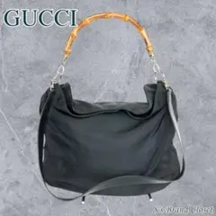 【大人女子に】大人気 GUCCI グッチ バンブー 2way バッグ ブラック