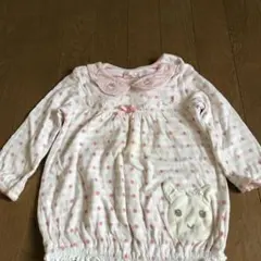 クーラクールピンクの水玉模様 長袖トップス90