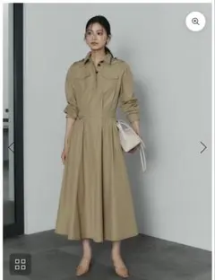 タグ付き未使用 ANAYI アナイ リネン調オックスフレアワンピース 