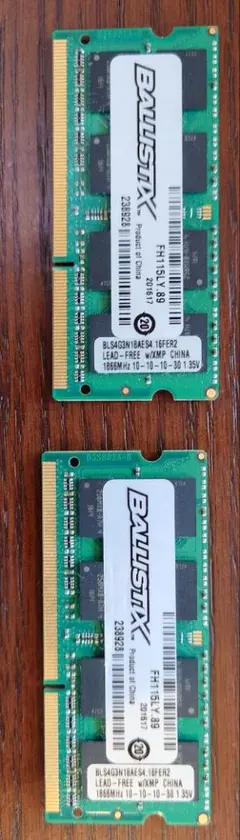 Crucial DDR3 1866MHz SODIMM 4GBx2枚のサムネイル