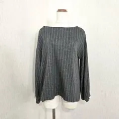 HK WORKS ロンドン 長袖 ボートネックカットソー（L）グレー ストライプのサムネイル
