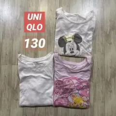 【美品】女の子 130 ユニクロ 極暖 2枚➕ヒートテック ミニー モフルン