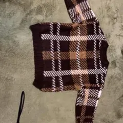 ブラウン チェック柄 セーター サイズB86-94