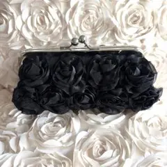 パーティーバッグ　フラワーモチーフ　ブラック