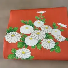 名古屋帯 鮮やかな朱色 菊の花柄