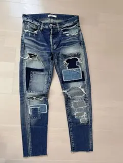 moussyダメージパッチワークデニム