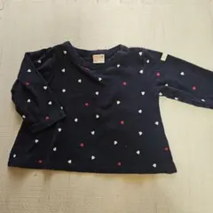 petit main ネイビー ハート柄 Tシャツ 80