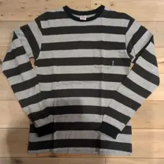 Cut Rate ブラック・グレー ストライプ 長袖カットソー M