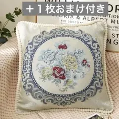 クッションカバー 花柄 薔薇 ローズ クリスマスプレゼント45×45 ブルー