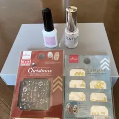 DAISO ネイルアートシール ジェルネイルグレー、ネイルマニュキュアピンク