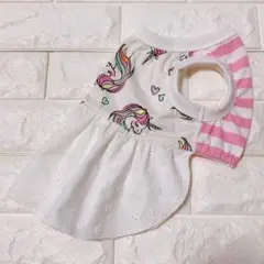 フリルワンピース　フレブル　防蚊 接触冷感 犬服　ボステリ　パグ　ハンドメイド