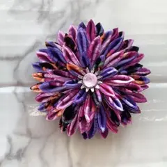 ハンドメイドつまみ細工　浴衣髪飾り　ヘアクリップ　紫　着物　ダンス　日本舞踊