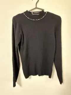 【INGNI】　ビジュー付き　ハイネック　ニットトップス　ブラック