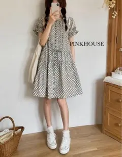 PINK HOUSE ドット柄 半袖チュニックワンピースのサムネイル