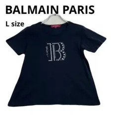 最高級　BALMAIN ロゴ　半袖Tシャツ ラインストーンロゴ ブラックのサムネイル
