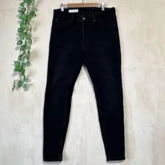 a1086 ザラスキニーデニム パンツ ブラック Ｌ