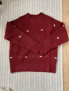 赤いハート柄セーター Mサイズ