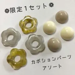 限定1セット✰︎8個 ラウンド フラワー カボション ビーズ パーツ アソート