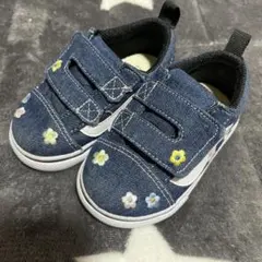 【美品】VANS デニム 花柄刺繍 スニーカー 13.5cm