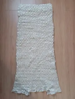 新品☆クリーム色リブ編みタイトスカート