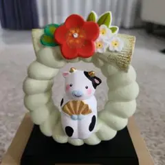 干支 牛 置物 花飾り付き かわいい