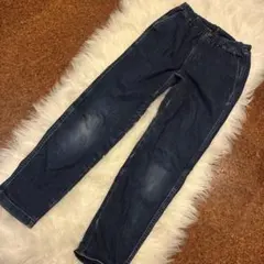 150cm ダークブルー ロングパンツ 子供服ユニクロUNIQLOデニムパンツ