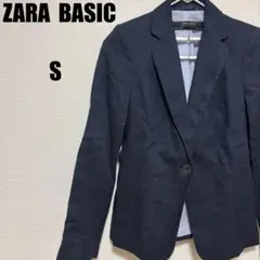 ZARA BASIC テーラードジャケット 紺 ストライプ裏地 S 077のサムネイル