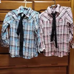 140cm長袖シャツ2枚セット（青・ピンク）
