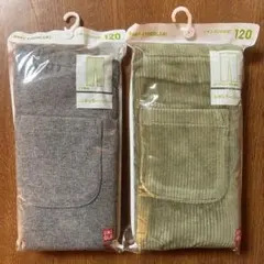 UNIQLO(ユニクロ) キッズ レギンス 120cm グレー＆オリーブ セット