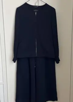 ユナイテッドアローズ　セットアップ　ネイビー　ノーカラー　フルジップ
