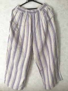 ニコアンド マルチストライプワークパンツ2 イエロー M